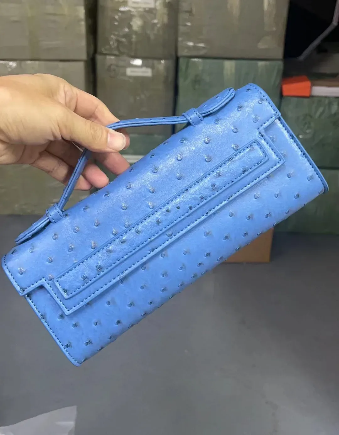 xmessun personnalisé motif d'autruche longue pochette en cuir pu sac fourre-tout de fête de haute qualité sacs à main de créateur ins sac à la mode