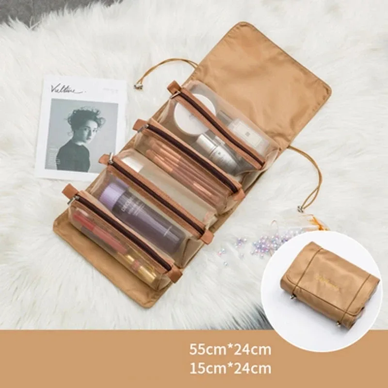 sac de maquillage fendu, trousse de toilette de voyage, trousse de maquillage de voyage, sac de rangement de voyage portable multifonctionnel