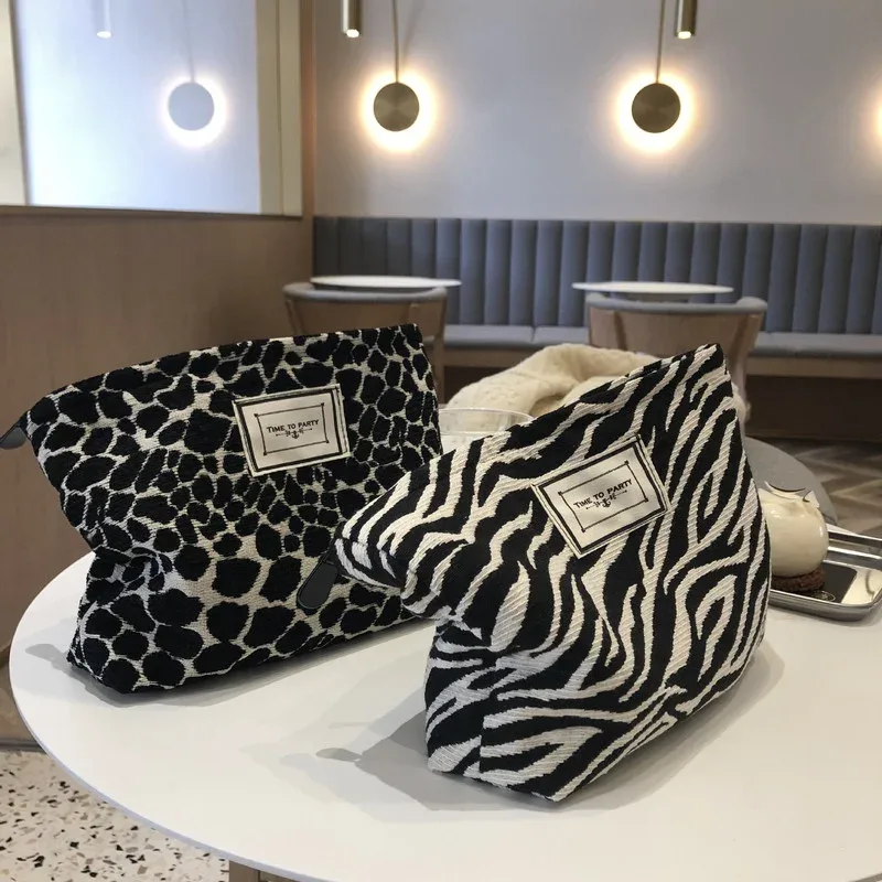 grand sac à cosmétiques léopard pour femmes, en toile, fermeture éclair imperméable, sac de maquillage, voyage, lavage, organisateur de maquillage, trousse de beauté