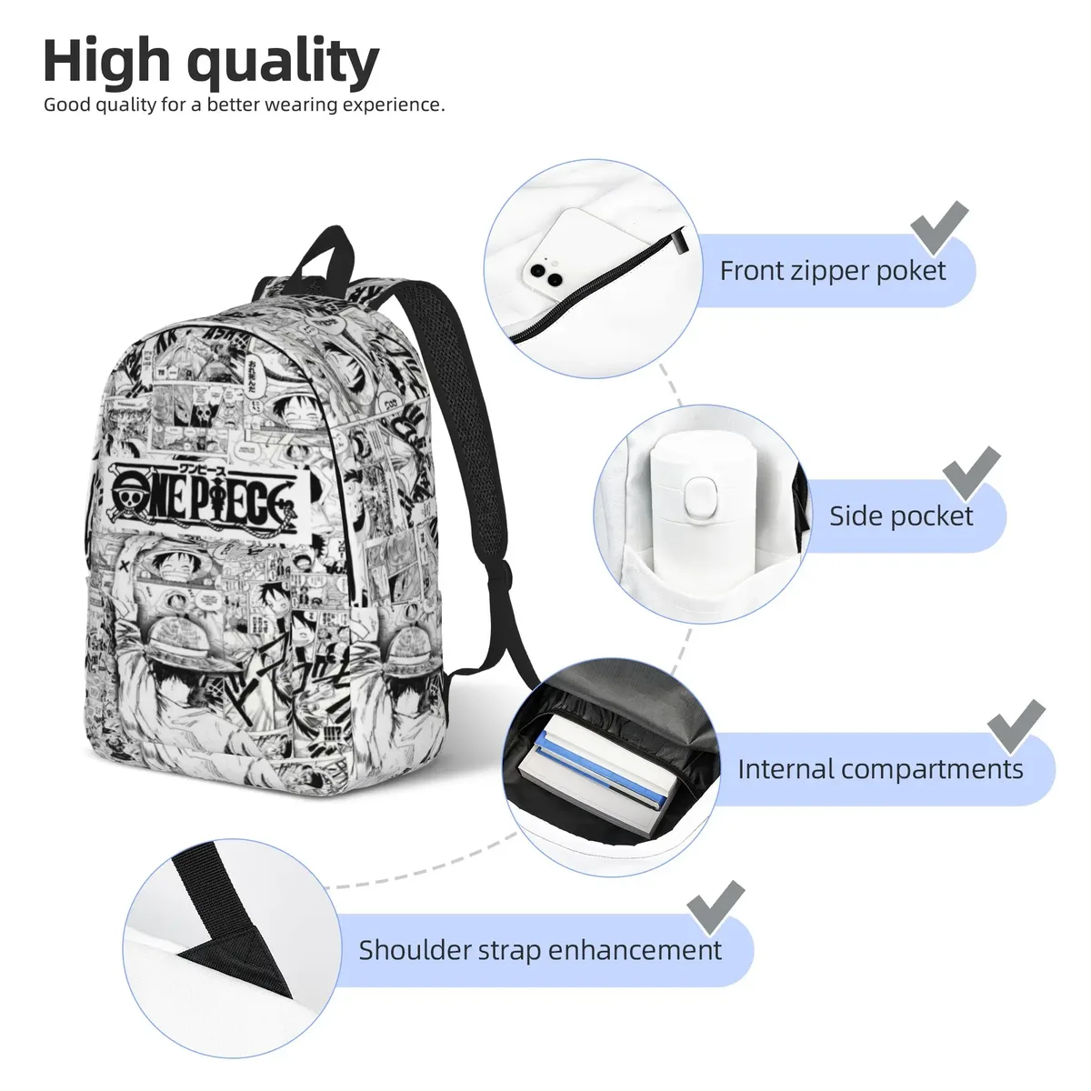 sac à dos luffys o-one-pieces pour hommes, femmes, adolescents, étudiants, sac à dos de travail, sacs en toile pour ordinateur portable, pour l'extérieur