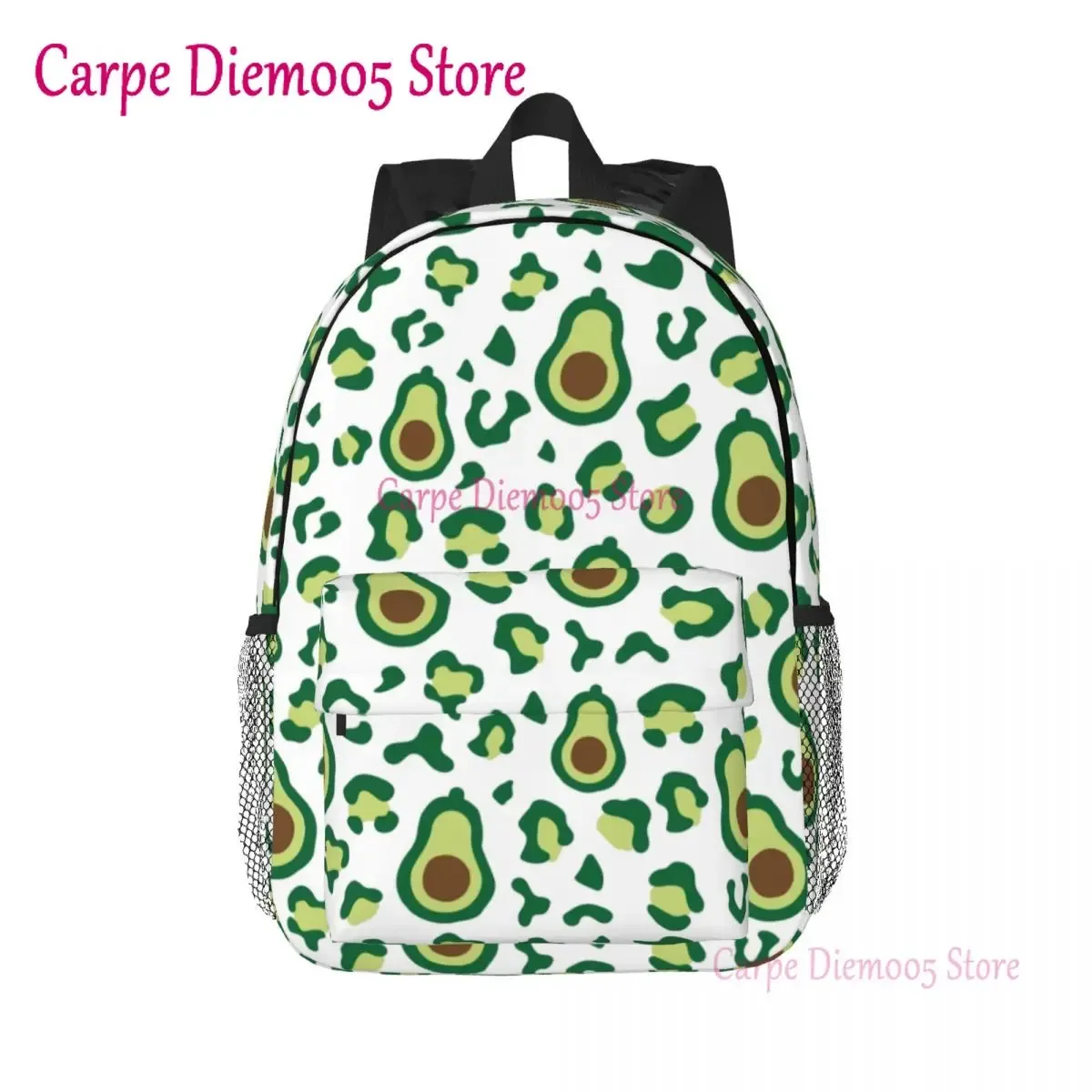 sac à dos à motif léopard avocat vert pour hommes et femmes, cartable pour étudiants, convient aux sacs pour ordinateur portable 15 pouces