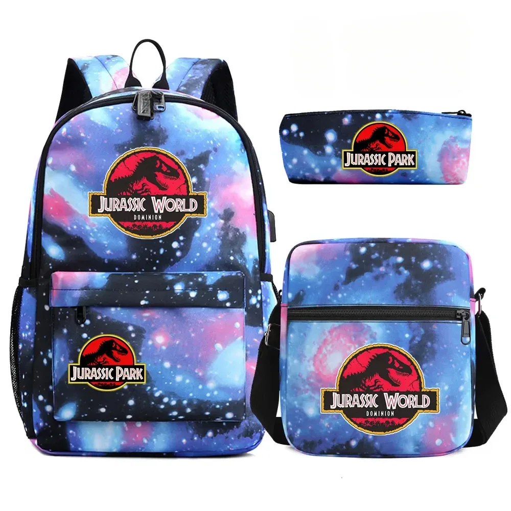 sac à dos de voyage avec serrure antivol usb pour garçon et fille, cartable pour livre d'école pour enfants, sac à stylo, 3 pièces