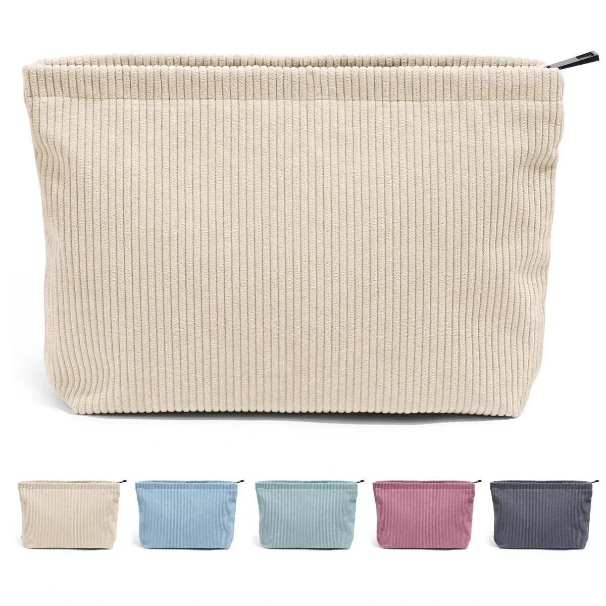 sac à cosmétiques de voyage en velours côtelé, sac de rangement de maquillage portable, sacs à main pour femmes, grande capacité, fermeture éclair, organisateur de maquillage, pochette de rangement