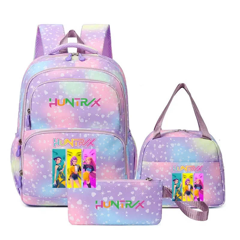 kpop demon hunters – sac à dos pour ordinateur portable pour filles, 3 pièces, sac à dos huntr/x pour adolescents, garçons et femmes, mochila de voyage pour usage quotidien
