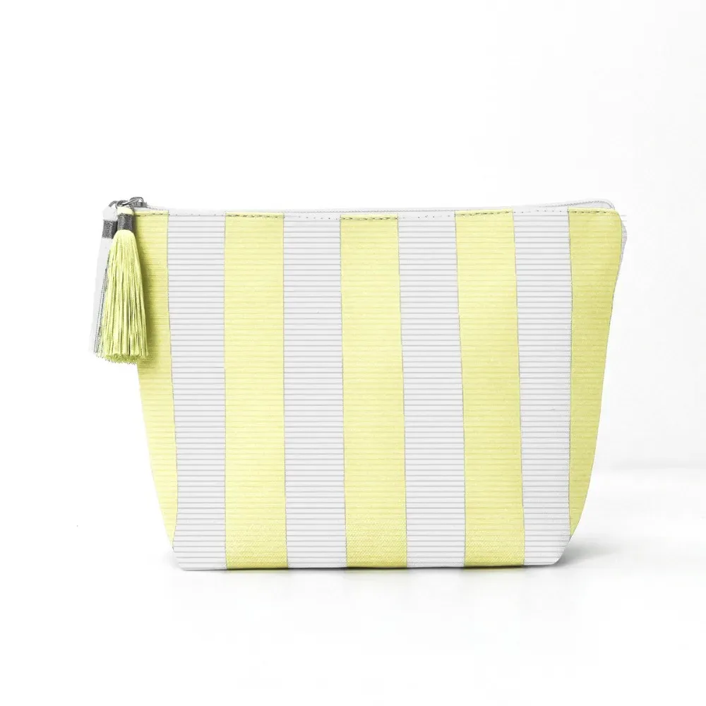 sac de maquillage en velours côtelé à haute esthétique, grande capacité, motif rayé, trousse de toilette, sac de rangement, accessoire de mode