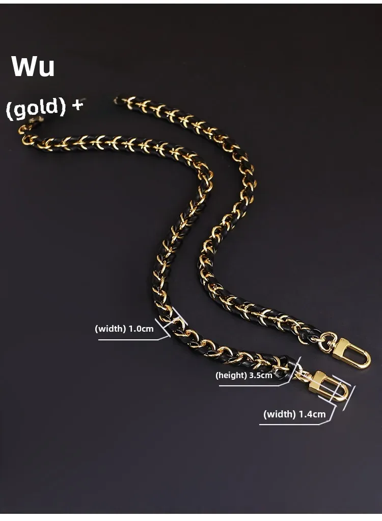 chaîne cuir tressée maillons dorés cuivrés bandoulière sangle sac modification sac largeur 1cm voyage sécurité robuste