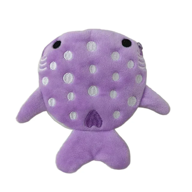porte-monnaie en peluche mignon requin baleine dessin animé, portefeuille kawaii portable, sac à monnaie, organiseur de clés et écouteurs, pochette zippée