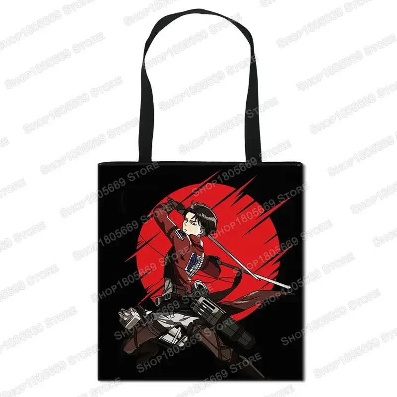 sac de shopping anime attaque sur titan pour femmes, sac à bandoulière pour voyage levi mikasa eren, sac à main pour filles, fourre-tout de rangement