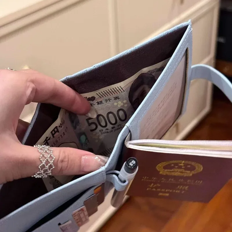 Portefeuille porte-passeport pour femmes et hommes, Style coréen, minimaliste, mince et Compact, étui pour passeport de voyage avec poches pour cartes pour femmes