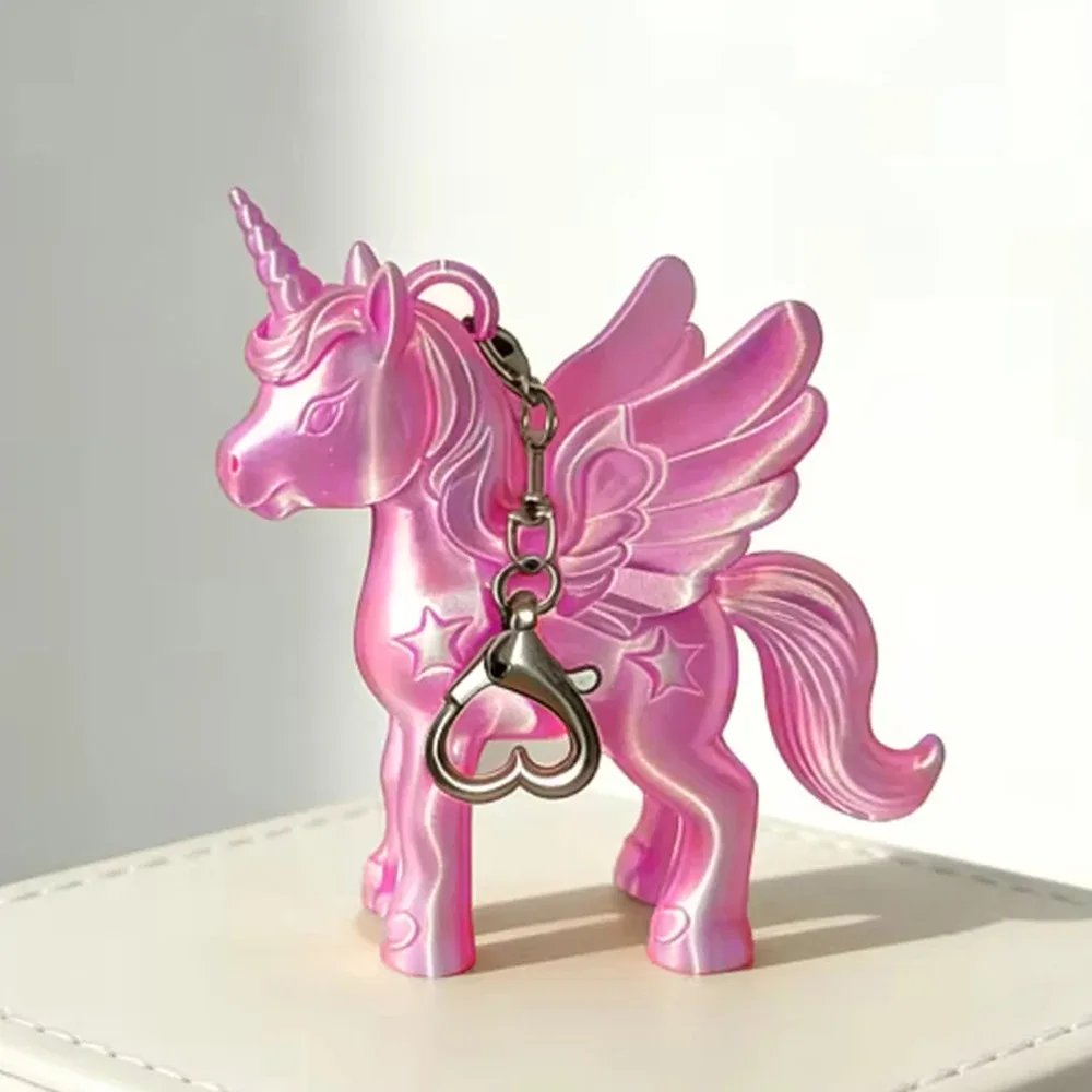 porte-clés licorne rose style coréen, pégase imprimé en 3d, breloque mignonne pour sac, fermoir cœur, pendentif pour sac à dos, cadeau pour femme et fille