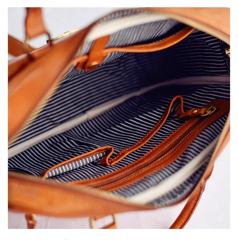 mode vintage haute qualité en cuir véritable femmes porte-documents concepteur de luxe véritable peau de vache bureau travail quotidien sac à main pour ordinateur portable