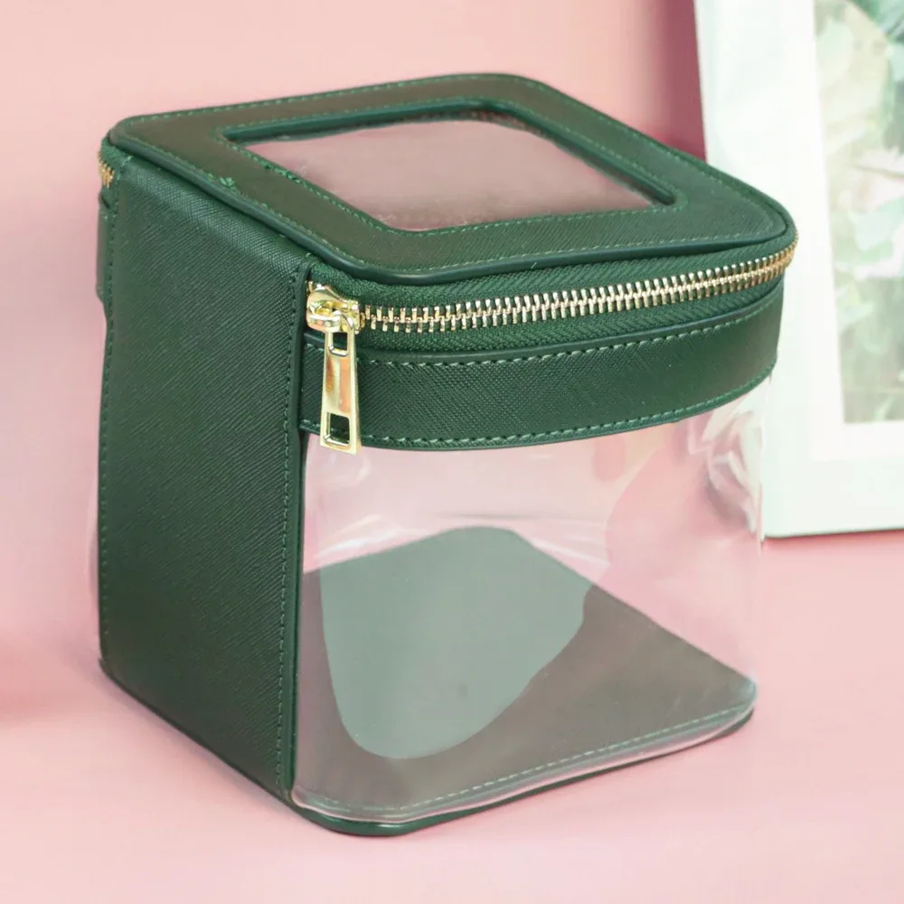 pochette de maquillage et trousse de toilette personnalisables avec nom, design transparent et visuel, grande capacité, portable pour les voyages
