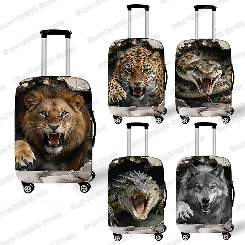 housse de valise élastique 3d motif animal (tigre/lion/lynx) qui brise la paroi, housse de protection pour valise à roulettes