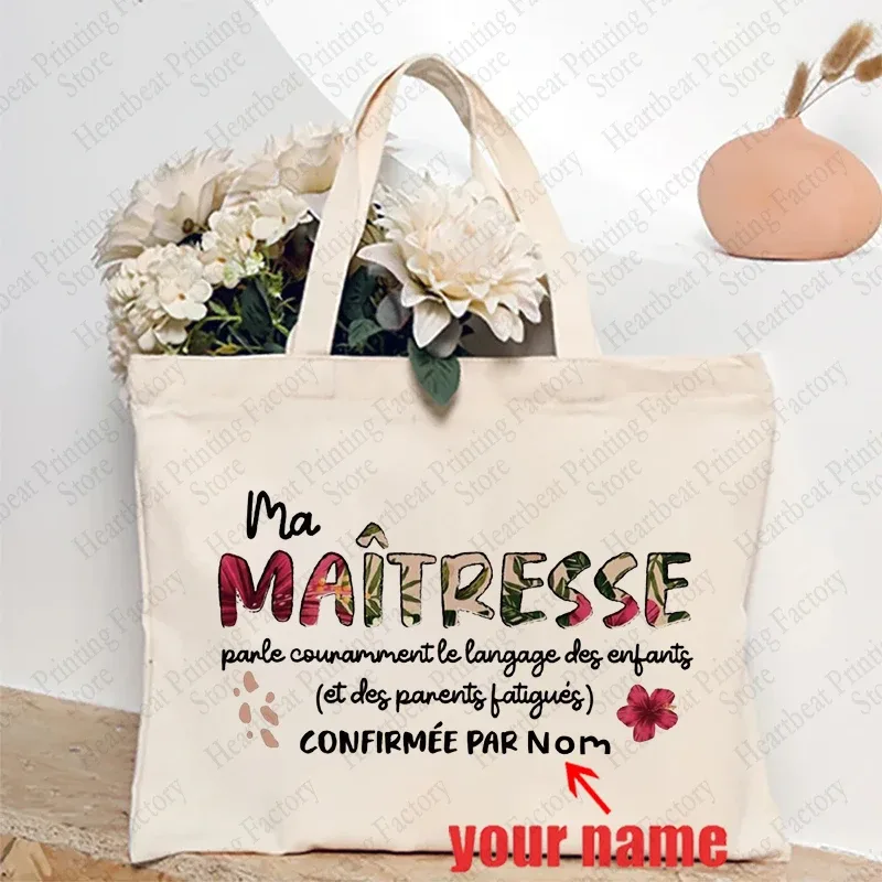 sac fourre-tout d'appréciation floral personnalisé pour enseignants avec nom personnalisé - sac à bandoulière cadeau éducatifs cadeaux de fin de l'année scolaire