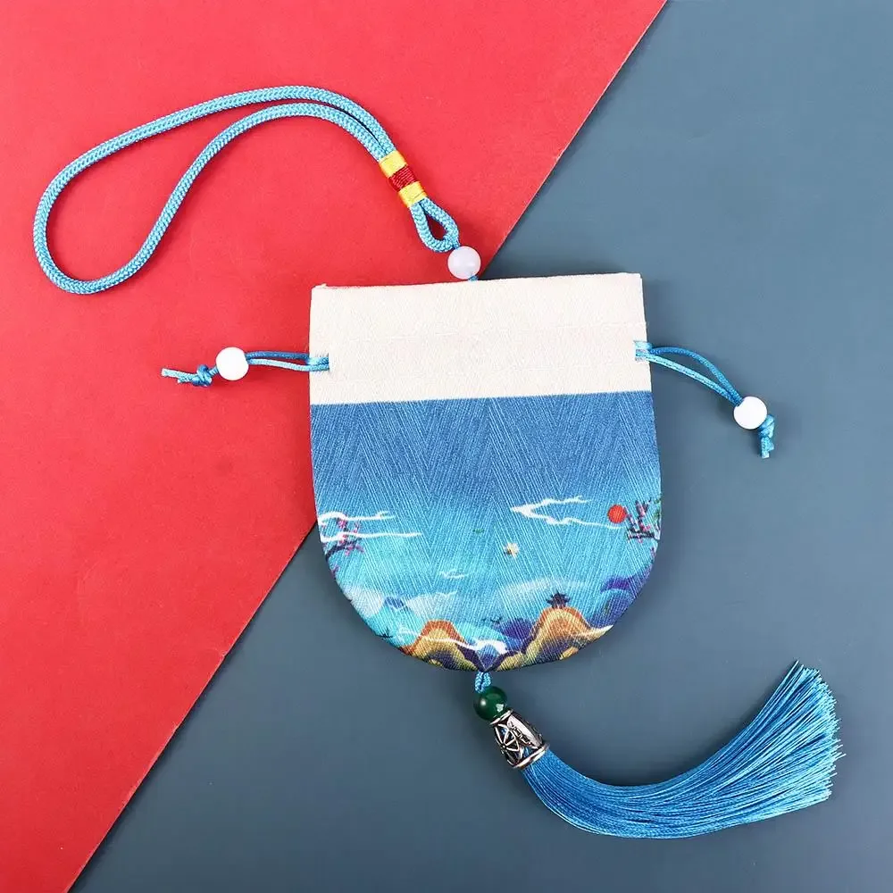 étui à colliers, pochette en tissu à cordon, décoration suspendue, pochette à fleurs, sac à bijoux pour femmes, sac de rangement de style chinois, sachet vide.