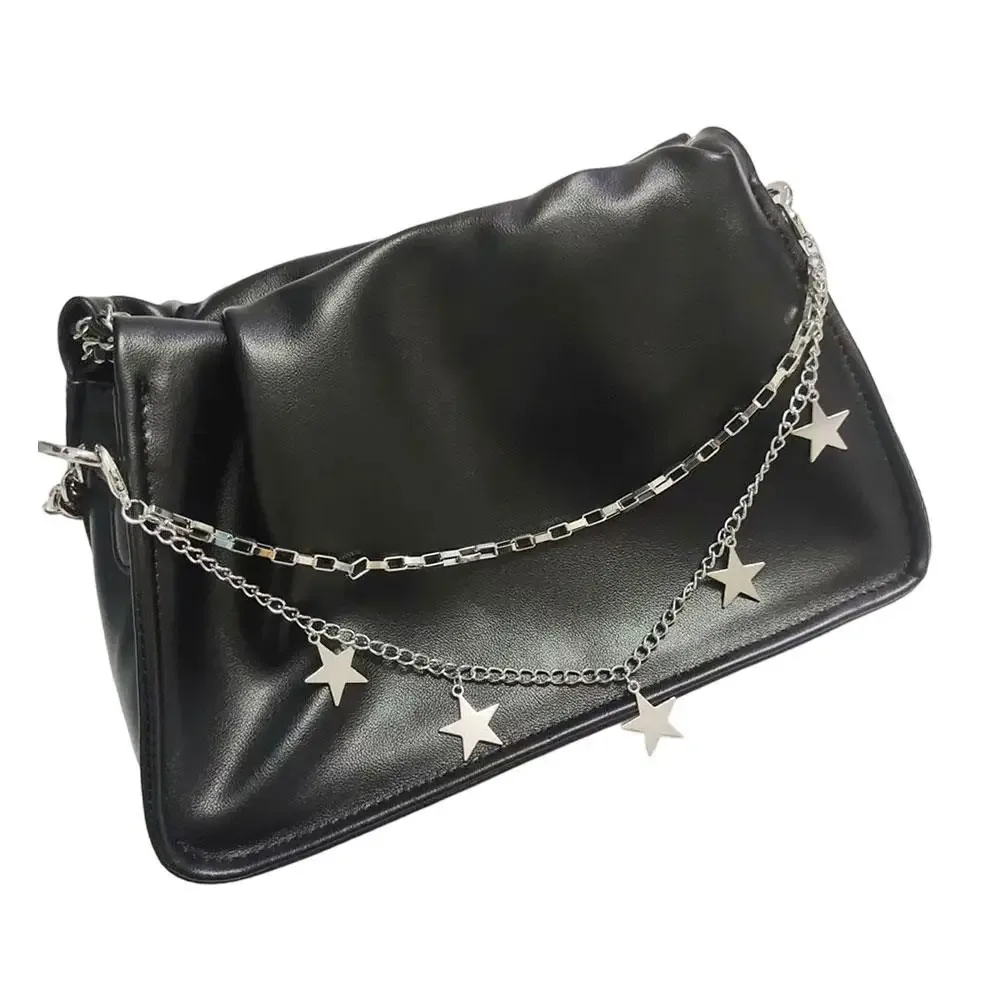 chaîne de sac en métal papillon multicouche, chaînes de sac en métal argenté, mode bricolage, sac à bandoulière, sangles en chaîne, accessoires de décoration pour jeans