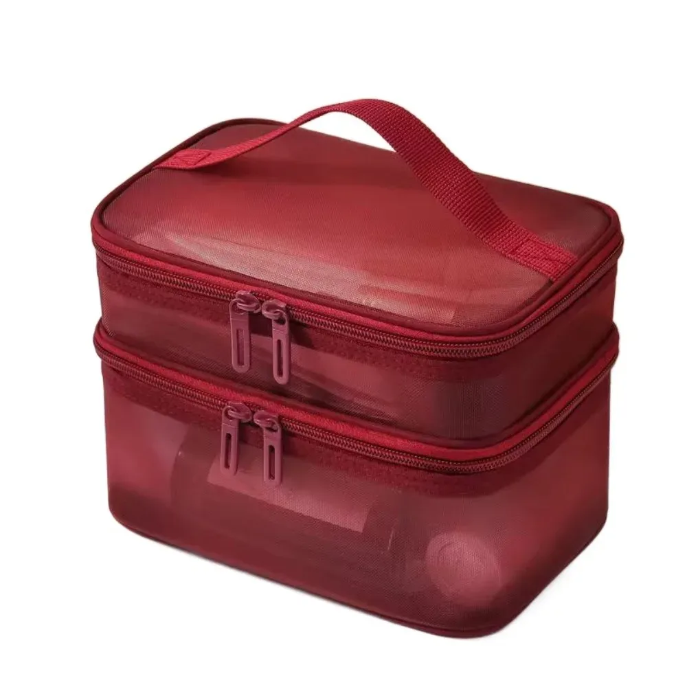 sac de voyage transparent en maille pour cosmétiques, sac de rangement à 2/3 couches, trousse de toilette de grande capacité, sac de rangement pour maquillage, gym, natation