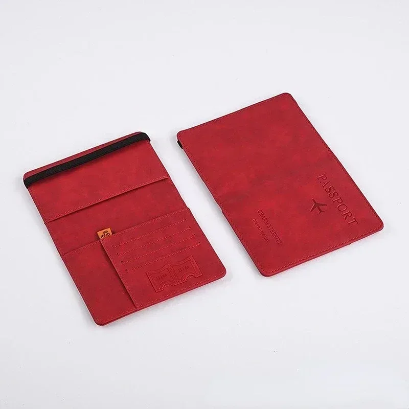 couverture de passeport en cuir à bande élastique, pour cartes, porte-passeport de voyage, portefeuille, étui organisateur de documents pour hommes et femmes