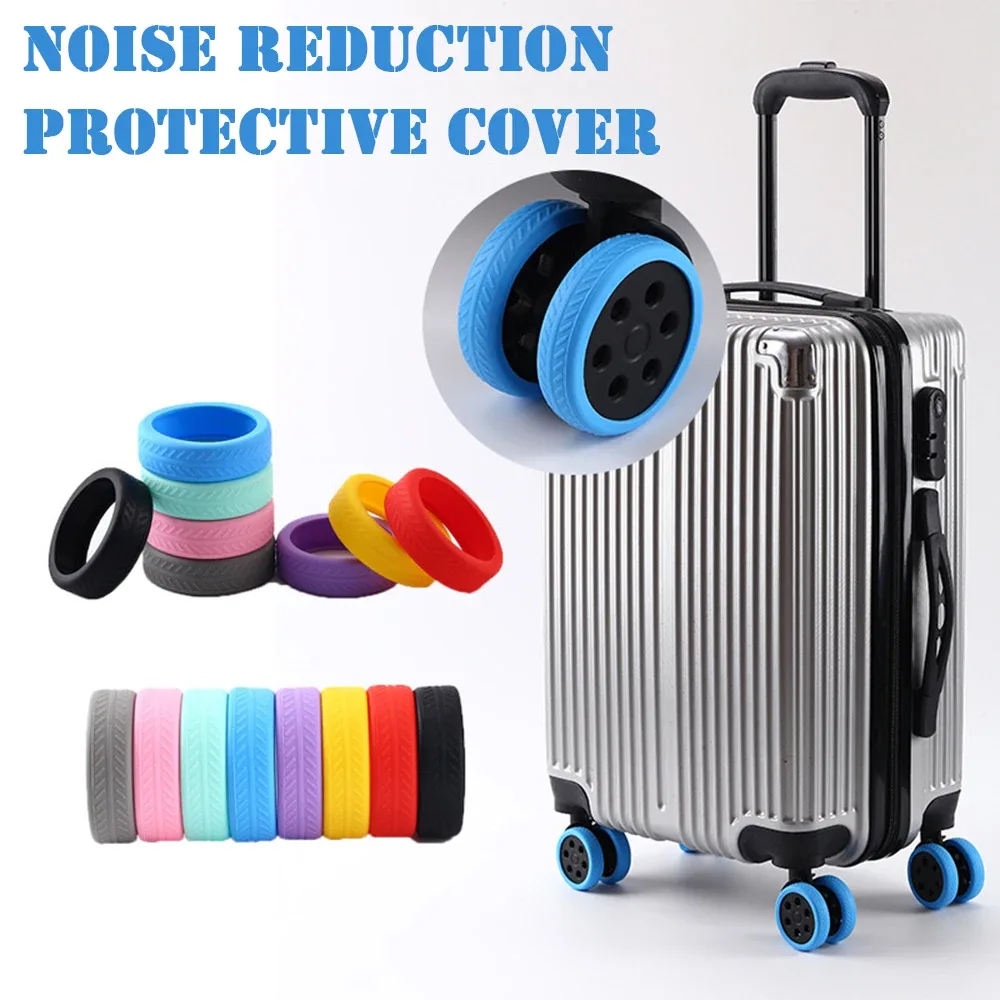 silicone couvre roues protection antibruit valises voyage couleur unie anneaux extérieurs usage voyage abroad utilisation facile protection roues