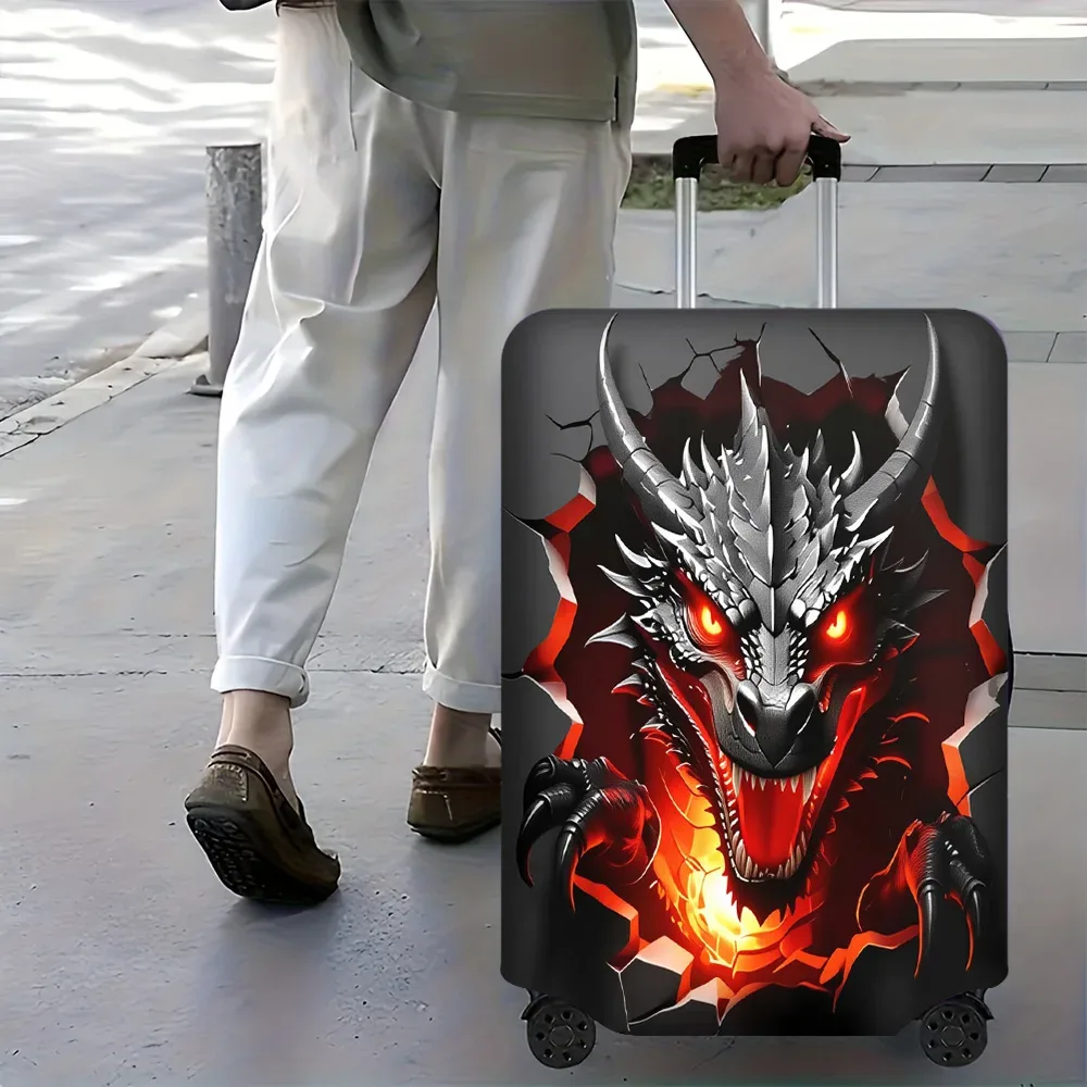 1 housse de bagage imprimée avec motif de tête de dragon en 3d. convient aux valises de 18 à 32 pouces ; protège efficacement vos bagages.