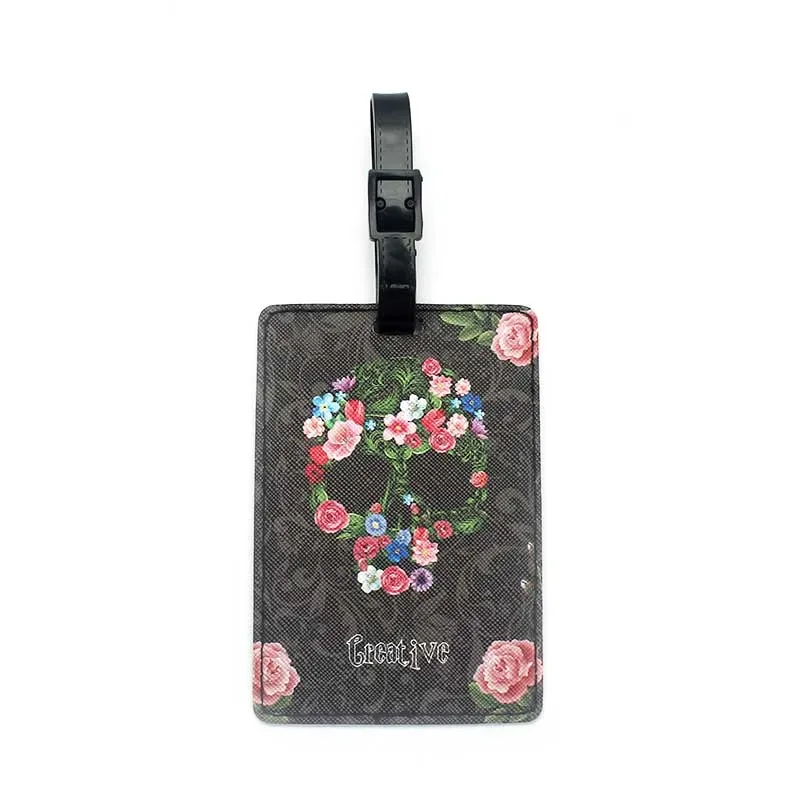étiquette bagage pu carte monde motifs animés bleu pastel vert rose beige voyage famille identité