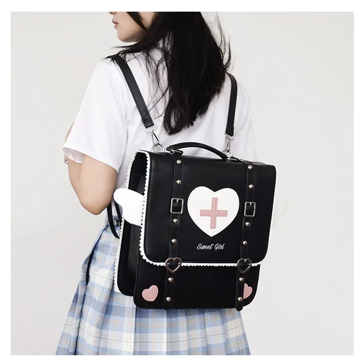 lolita wing coussins cross backpack bag, school students, outdoor initiated ple, laptop bag, rucksack cosplay