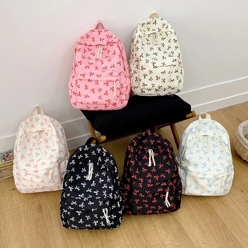 sac à dos japonais mignon de grande capacité, sac d'école à la mode avec nœud papillon, sac à livres pour étudiants, sac à dos léger pour femmes, sac de voyage décontracté