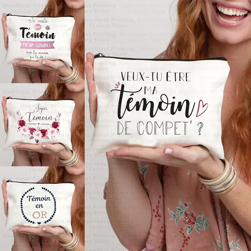 témoin sac de témoin nom doré sac cadeau de mariage kit d'enterrement de vie de jeune fille sac sacs de maquillage sacs de toilette de demoiselle d'honneur merci sac cosmétique