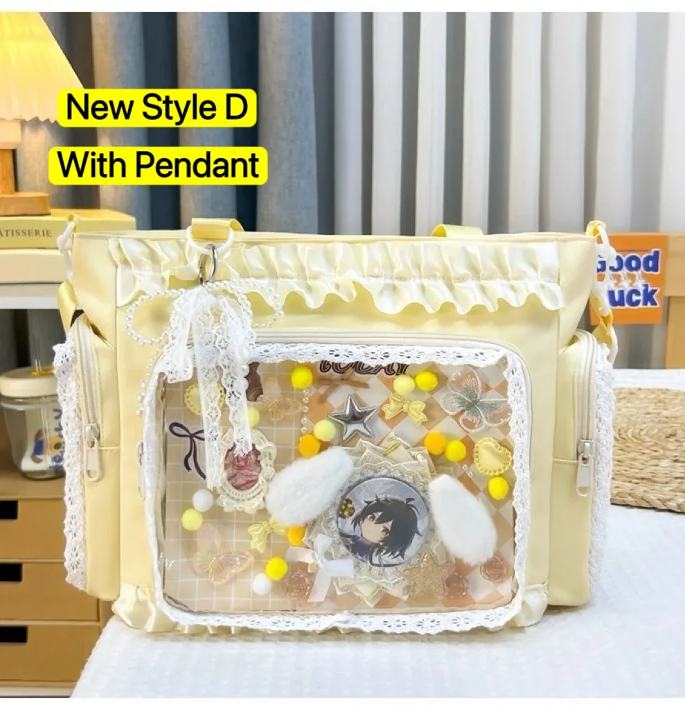 y2k mignon japonais ins ita sac lolita fille fourre-tout transparent sac à bandoulière grande capacité sac à bandoulière décontracté bricolage affichage sacs à main