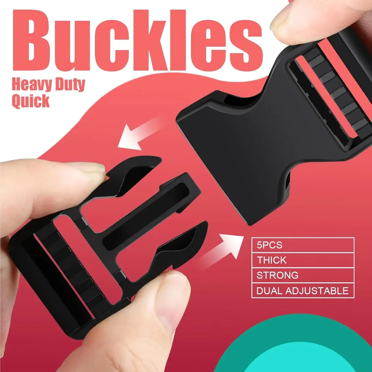 4 ensembles de boucles pour sangles, boucle de dégagement, clip en plastique double réglable, pour bagages, sangle en nylon, sangle pour sac à dos d'extérieur