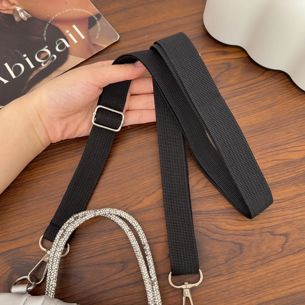 sac à dos réglable, sangle d'épaule, corde de suspension, haut-parleur, sangle de transport latérale, durable, noir, gris, sangles à boucle décontractées