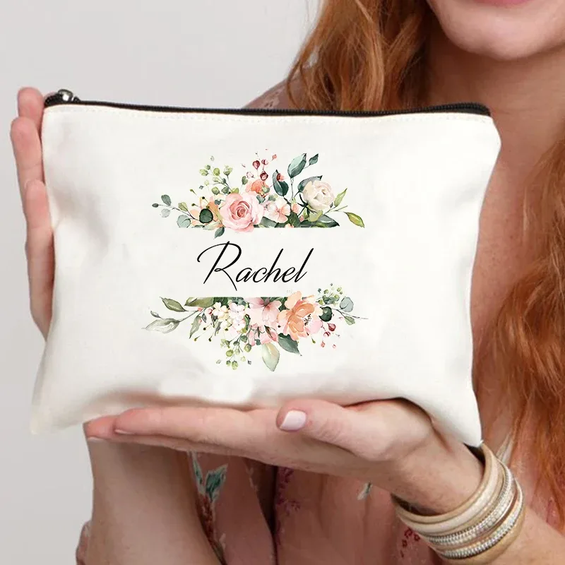 trousse à cosmétiques personnalisée avec nom, meilleur cadeau pour les enseignants de demoiselle d'honneur, femme, sœur, trousse de maquillage personnalisée, trousse de toilette tendance pour femmes
