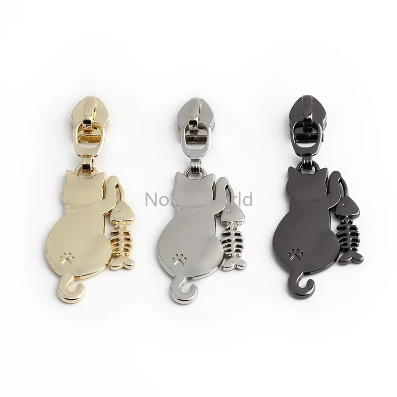 poignées en nylon en forme de chat, fermeture éclair en métal amovible, kits de réparation de curseur pour couture, sac à main, vêtements, sacs, accessoires de tête d'extracteur, 10 pièces, 30 pièces, 200 pièces, 5 #