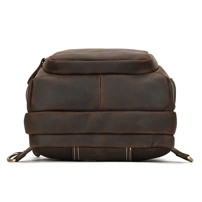 sac de poitrine en cuir véritable pour homme, sac à bandoulière, sac à dos initié unique, sac de voyage, grande capacité