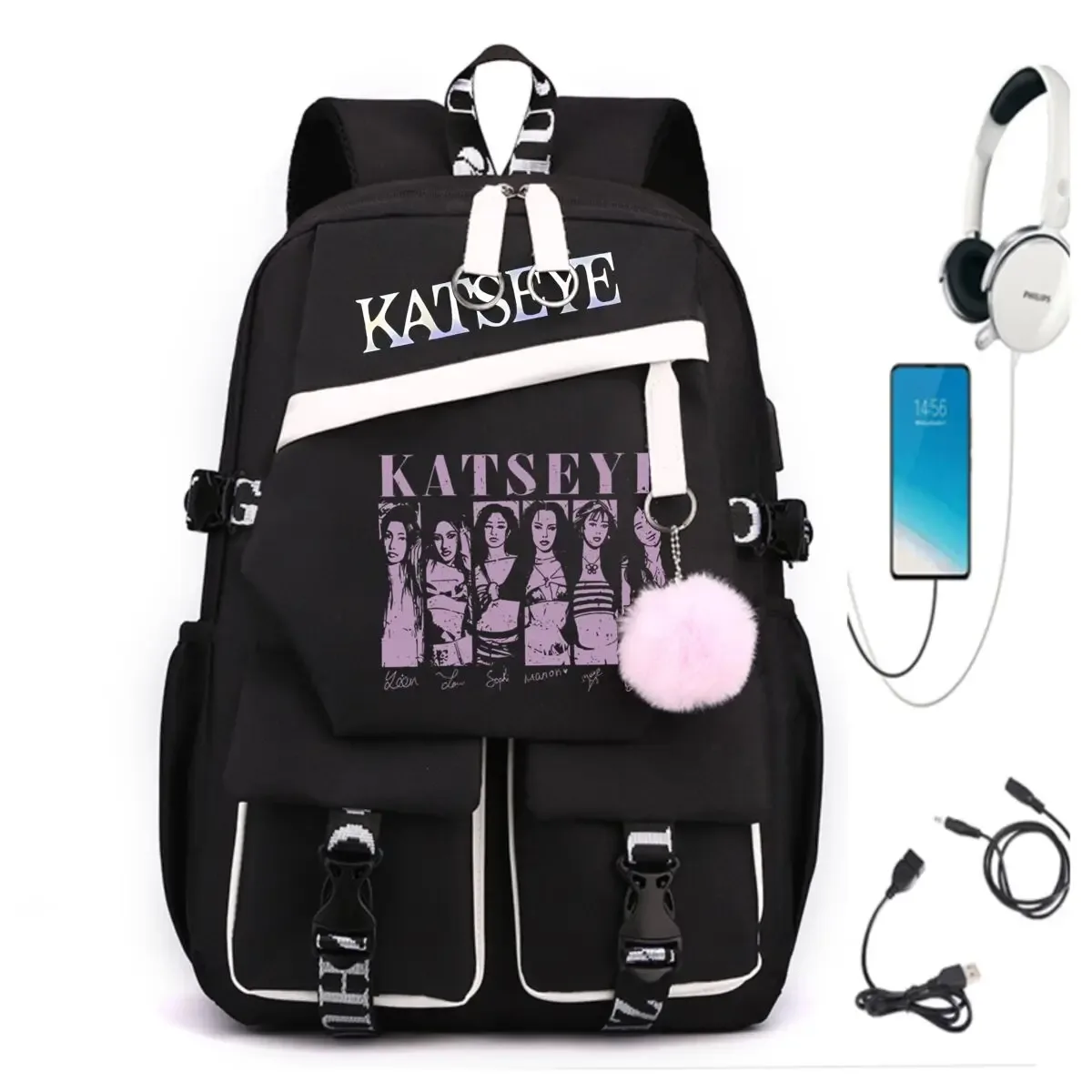 sacs d'école y2k katseye pour adolescentes, style coréen ulzzang, cadeau de rentrée scolaire, sac à dos pour étudiantes, sac de voyage imprimé kpop girls group