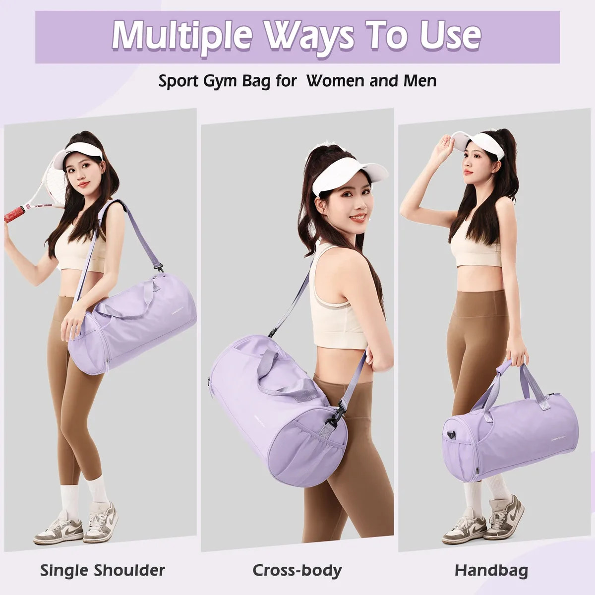 sac de sport pour femmes, sac de jour pour la salle de sport et le week-end, sac de voyage étanche avec compartiment pour chaussures et vêtements