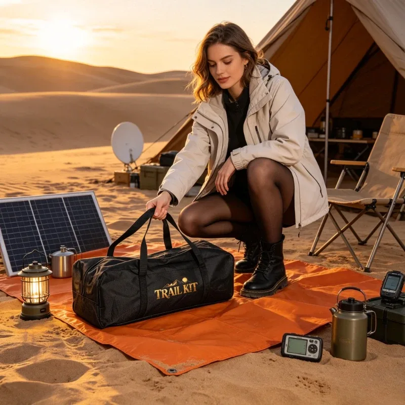 sac de rangement extérieur extra-large en tissu oxford avec doubles poignées, idéal pour le matériel de camping, l'équipement de pêche et les bagages de voyage