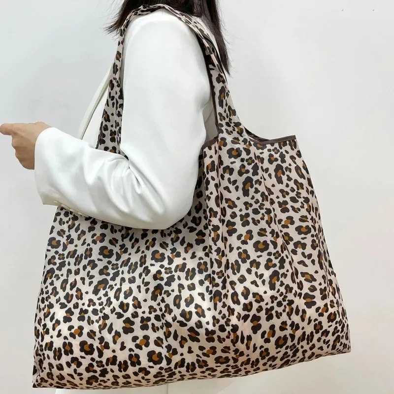 sacs écologiques pliables de poche de mode, sac d'épicerie réutilisable de grande capacité, fourre-tout pour dames, sac de voyage lavable de 50lb