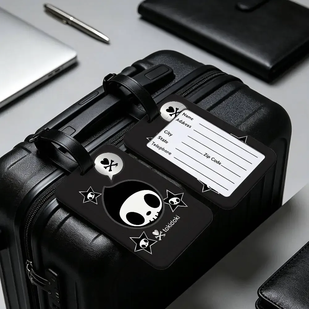 étiquette de bagage anti-perte en pvc durable, avec carte d'information, légère, pour identification des bagages, inspirée de l'anime japonais t-tokidoki