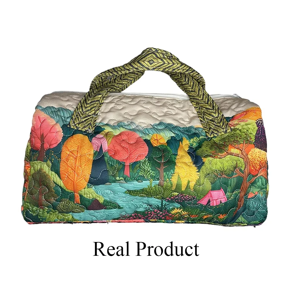 sac de voyage 3d artisanal matelassé, sac de week-end bohème hippie, motif champignon, grenouille, bus vintage, pour hommes et femmes, sacs de sport, de yoga et de nuit