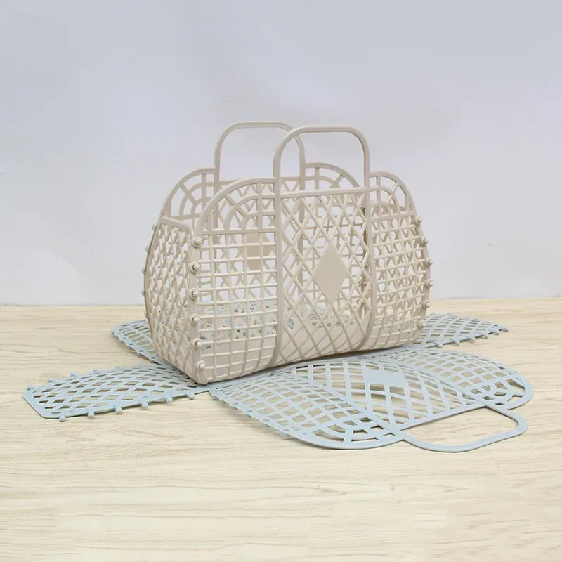 panier de douche amovible en plastique, sac de rangement creux pour salle de bain, panier de rangement pour la maison, sac de plage d'été
