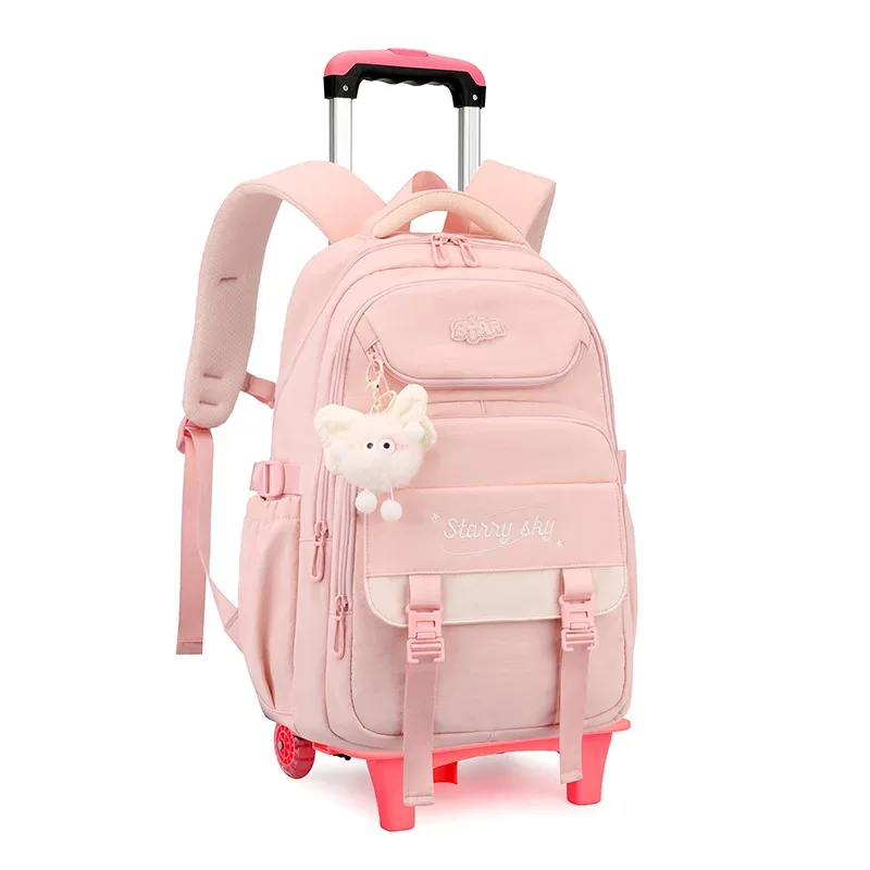 sac à dos scolaire pour enfants avec roulettes, sac à dos à roulettes pour filles, sac à dos d'étudiant, 2/6 roues, sac à dos scolaire à roulettes, sac à livres pour enfants