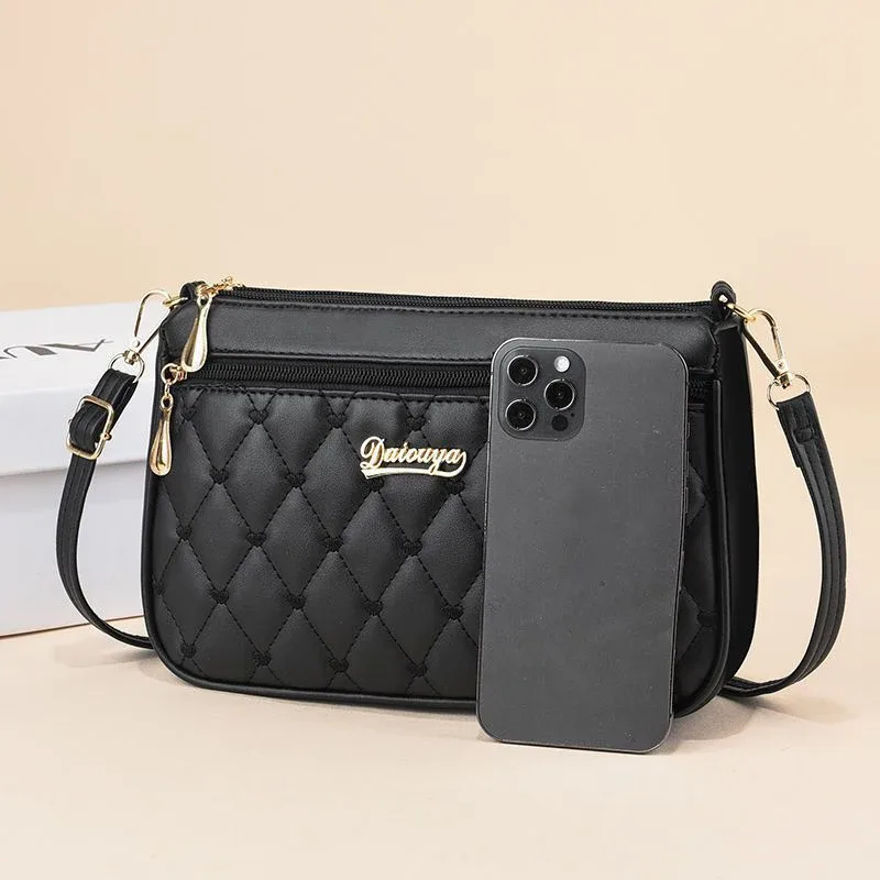 sacs à bandoulière en cuir pu avec fermeture éclair pour femme, petit sac à main, sac à main, grande capacité, fil à broder, initié à la mode, nouveau