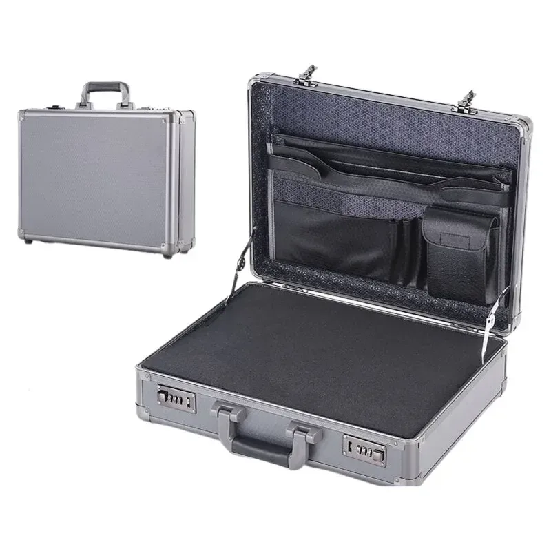 valise pour ordinateur portable avec cadre en aluminium verrouillable - mallette de sécurité portable pour documents - coffre-fort avec serrure à code - étui pour fichiers informatiques