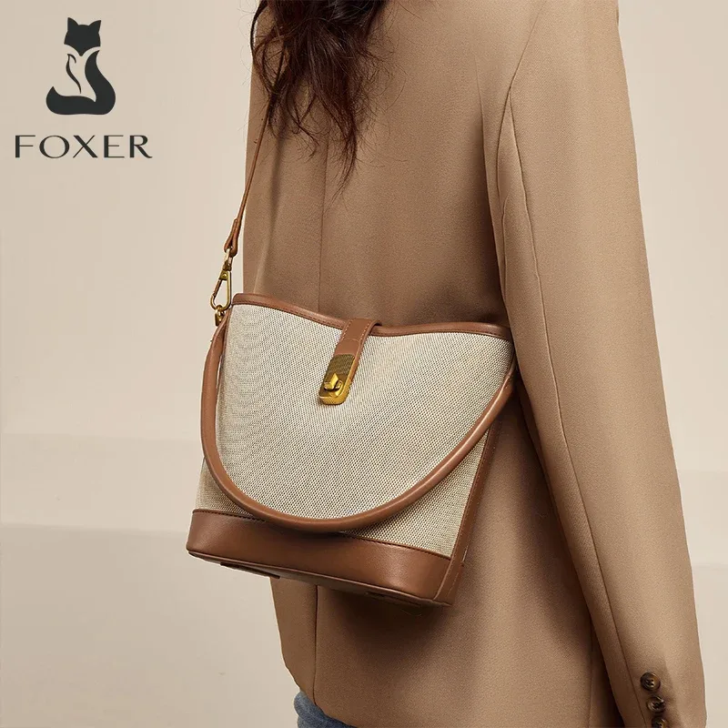 foxer 2026 nouveau sac à main femme en cuir pvc, sac seau élégant, sac à bandoulière tendance, luxe léger, meilleur cadeau pour épouse, amante