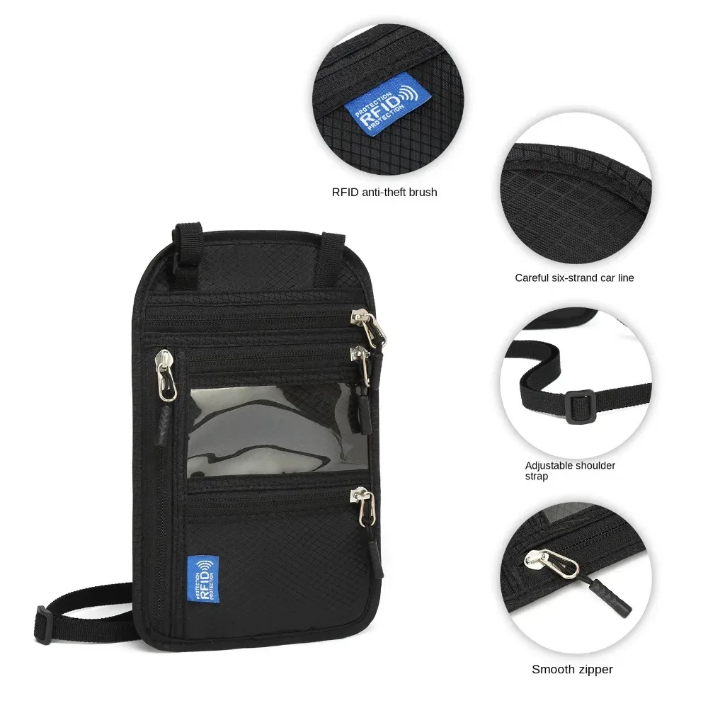 sac de voyage anti-rfid multi-poches, imperméable, avec sangle de cou réglable, antivol, pour homme, pochette bandoulière.