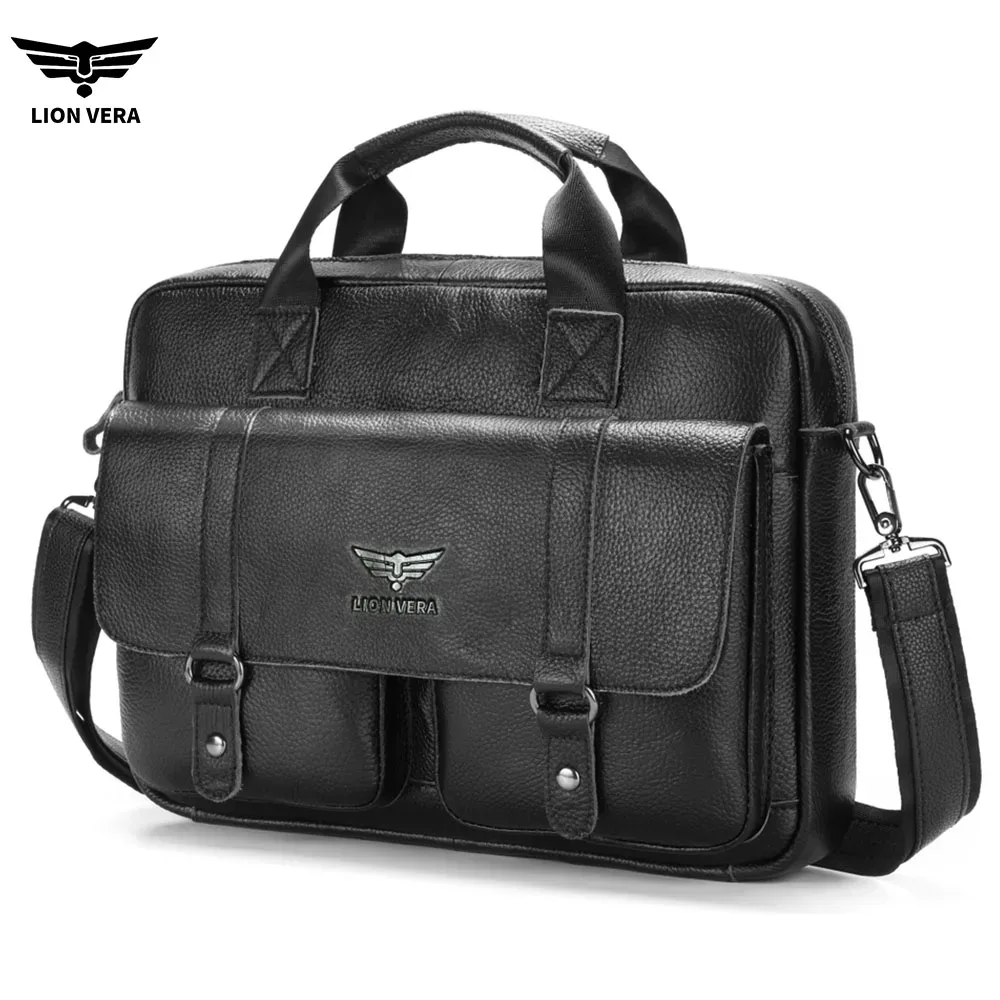 lion vera sac à main en cuir véritable pour homme, sac de travail décontracté, sac de transport portable, sac bandoulière, sac pour ordinateur portable de 15,7 pouces