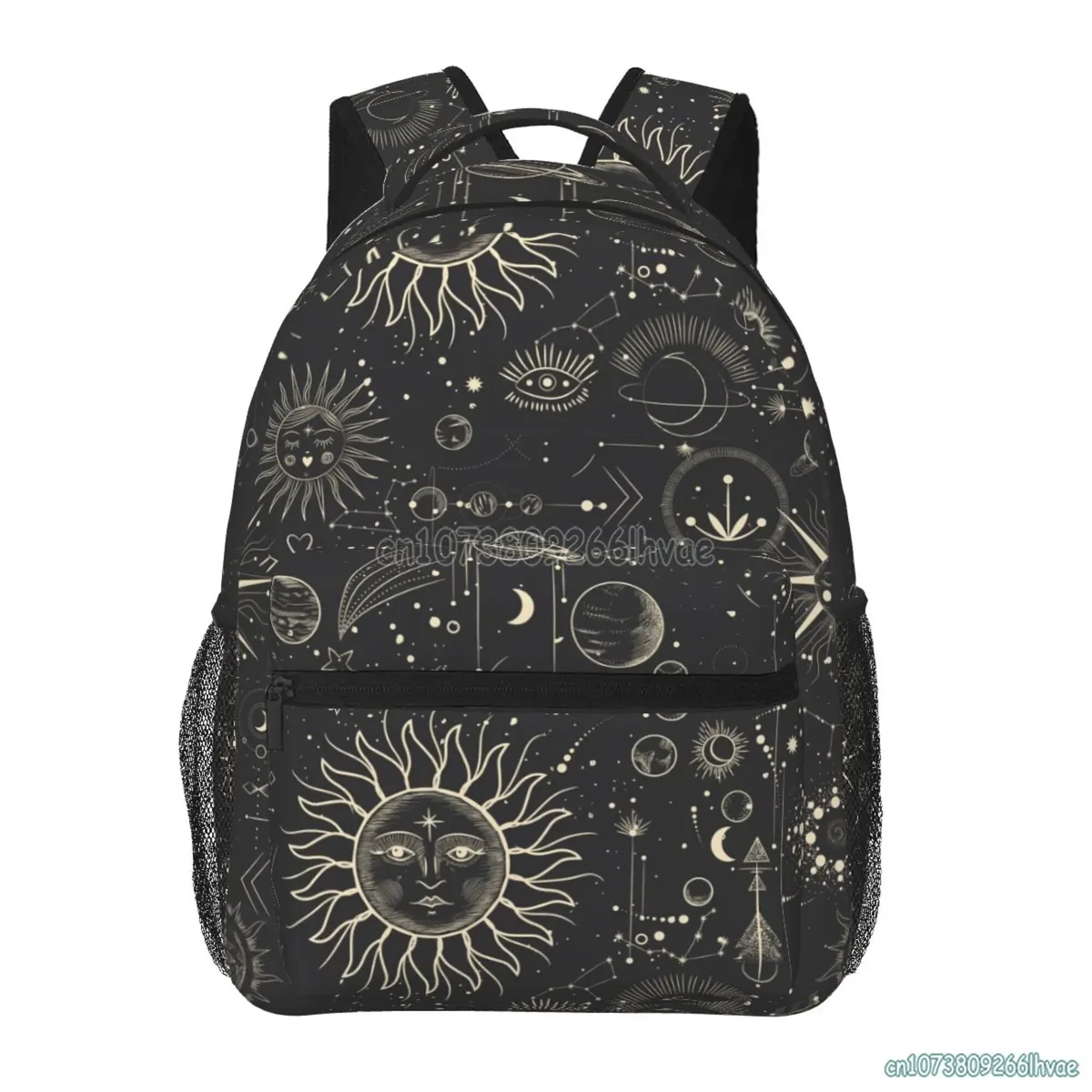 sac à dos de voyage souple unisexe, motif céleste, soleil et lune, sacs à dos gothiques mystiques, cartable pour étudiants