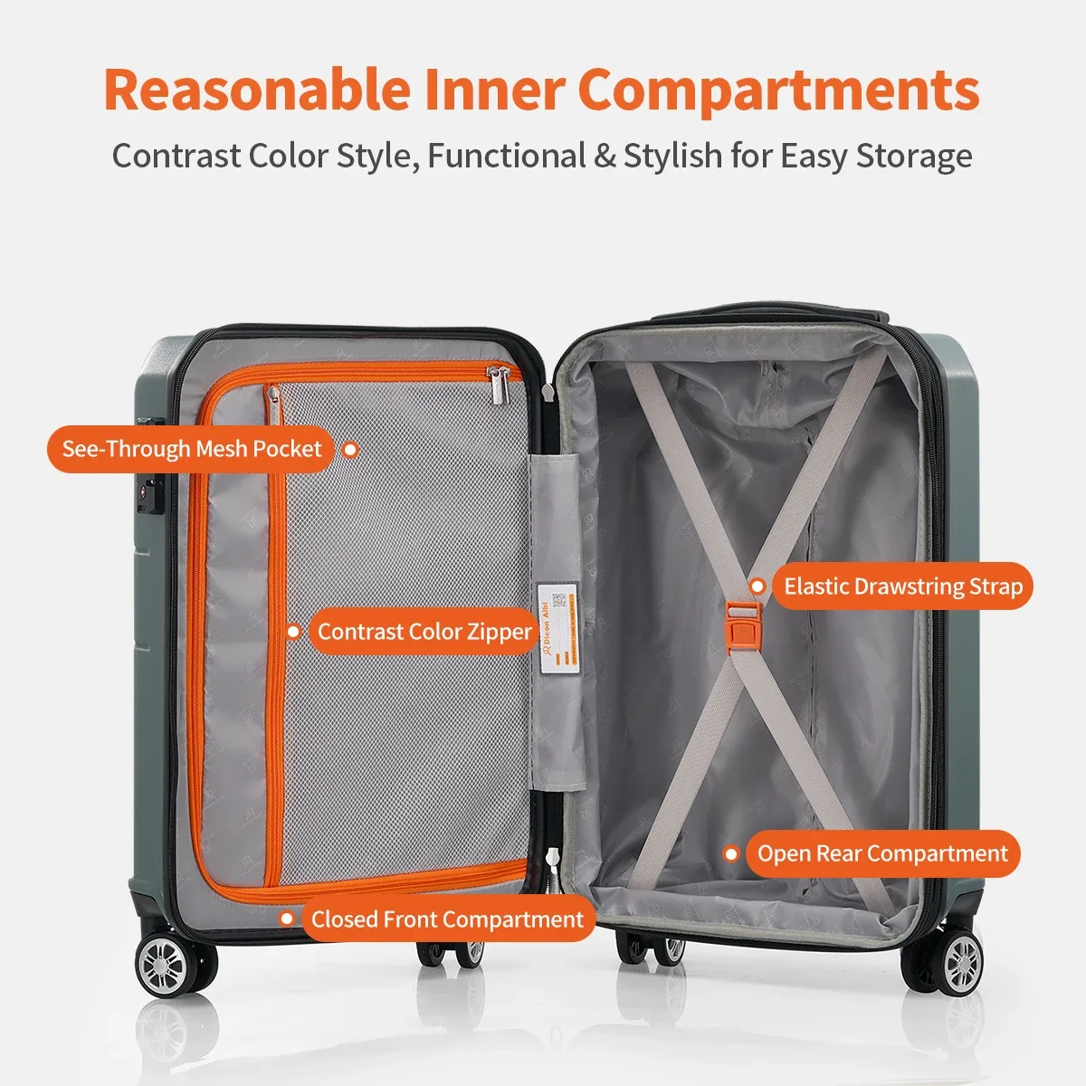 valise extensible dicon aibi en abs avec serrure tsa, idéale pour les voyages d'affaires et les déplacements internationaux