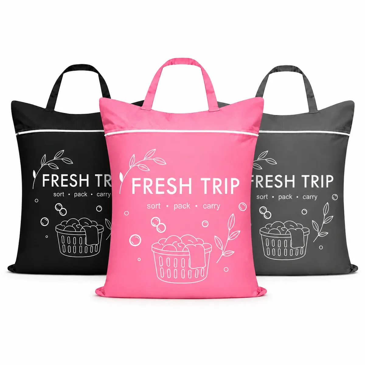grand sac à linge de voyage avec poignée (ensemble de 3 pièces), sac de rangement pour vêtements secs et humides, adapté aux vêtements sales, maillots de bain, serviettes.